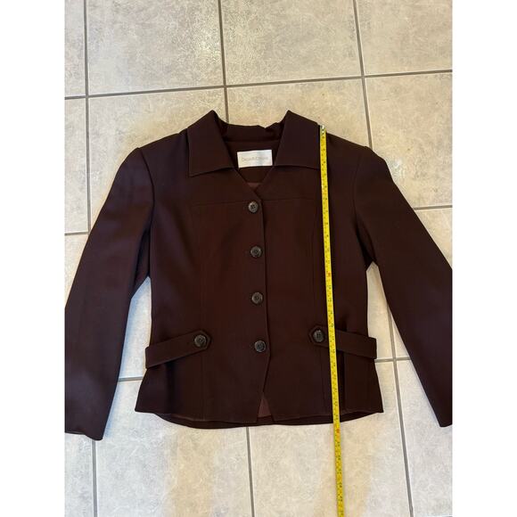Dana Buchman Womens Brown Wool 4 Button Closure Jacket Blazer Size 14 - Picture 4 of 6